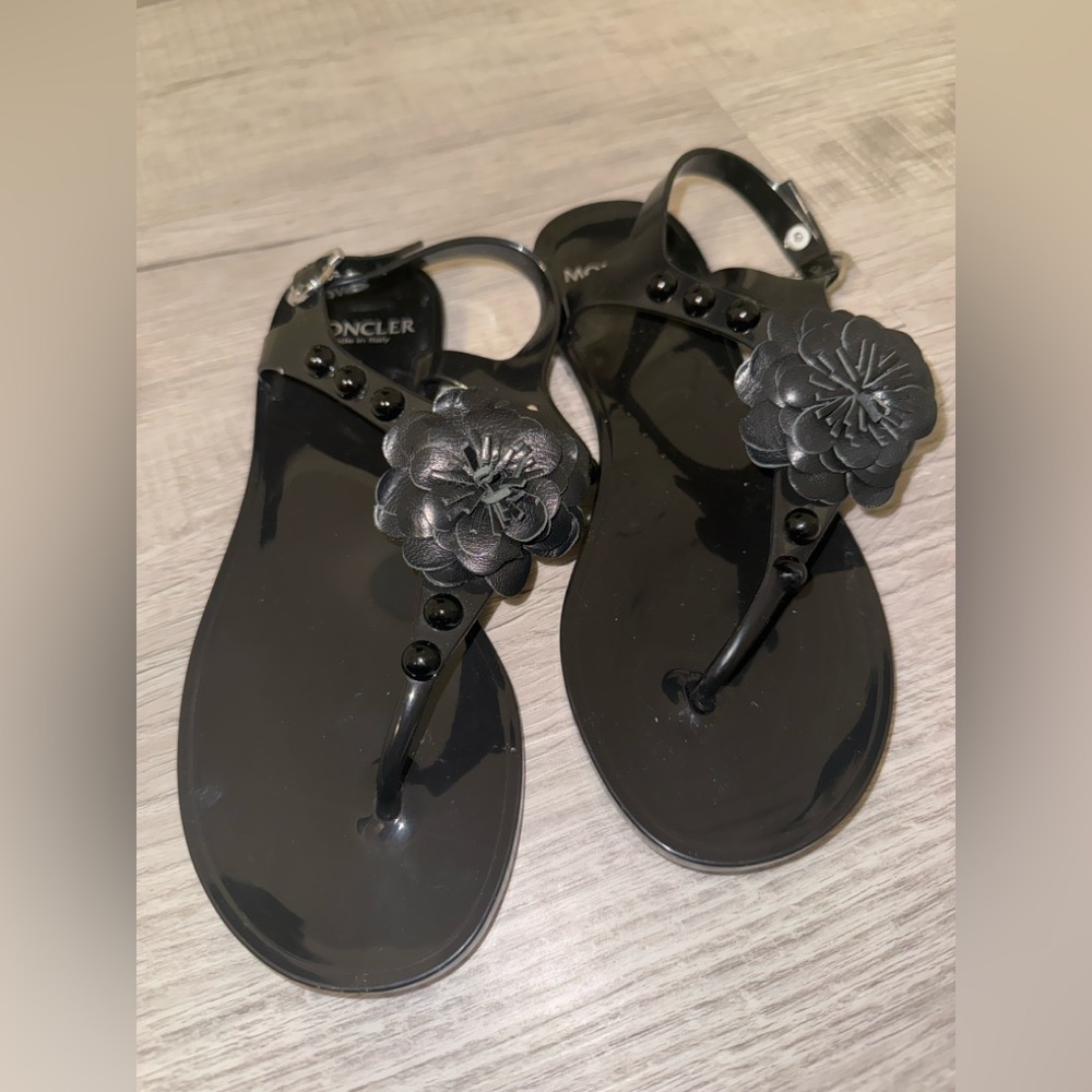 Moncler Black Floral Sandals